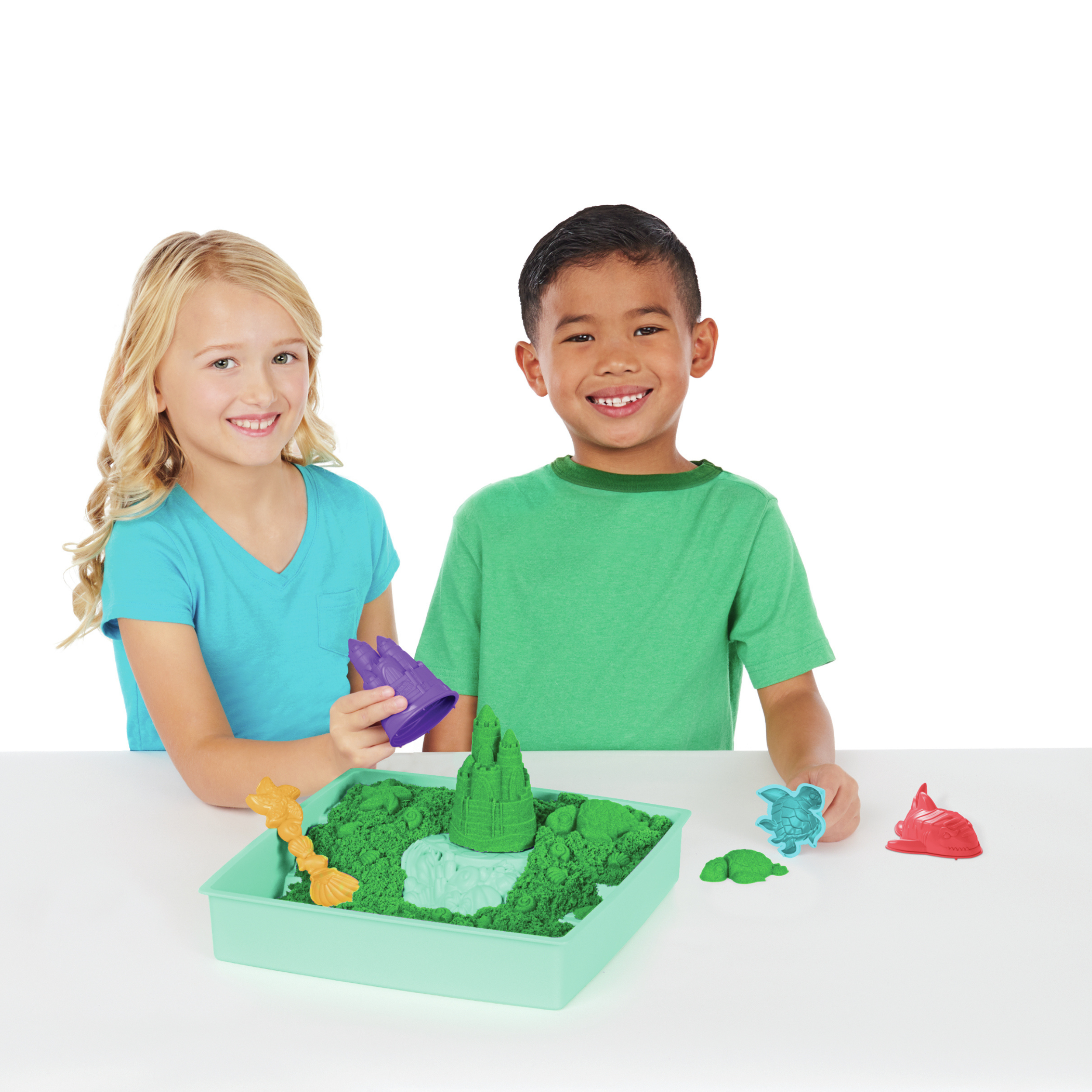 Kinetic Sand, Sandbox Playset with 1lb of Blue Kinetic Sand and 3 Molds,  for Ages 3 and up 