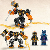 LEGO NINJAGO Cole’s Elemental Earth Mech, Action Figure Toy, Dragons Rising Building Set with Ninja Character Cole Minifigure, Gift for 7 Plus Year Old Boys, Girls & Kids 71806