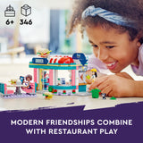 LEGO 41728 Friends Heartlake Downtown Diner Restaurant Playset, Toy for Kids Aged 6 Plus, Birthday Gift Idea with Liann, Aliya and Charli Mini-Dolls, 2023 Series Characters