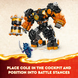 LEGO NINJAGO Cole’s Elemental Earth Mech, Action Figure Toy, Dragons Rising Building Set with Ninja Character Cole Minifigure, Gift for 7 Plus Year Old Boys, Girls & Kids 71806