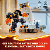 LEGO NINJAGO Cole’s Elemental Earth Mech, Action Figure Toy, Dragons Rising Building Set with Ninja Character Cole Minifigure, Gift for 7 Plus Year Old Boys, Girls & Kids 71806